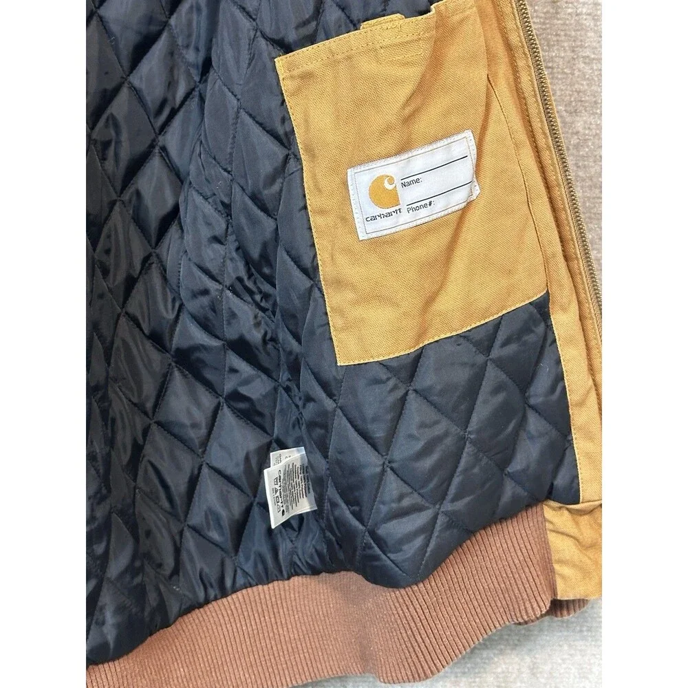 Carhartt Jacket Brown Canvas Jacket Youth Large 14-16 Coat Quilt Lining Hooded